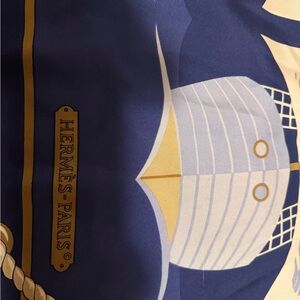 Hermes Nautical Blue and Gold Scarf